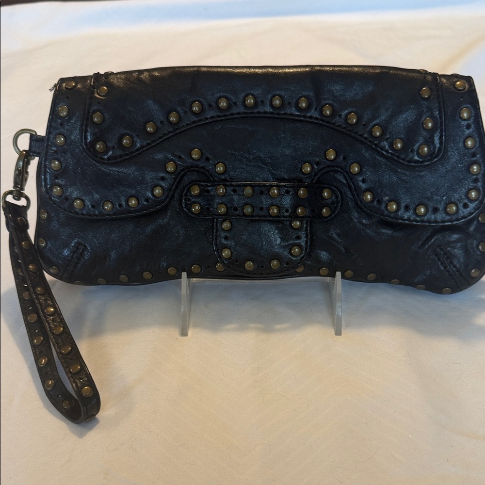Kooba Black Studded Wristlet Clutch